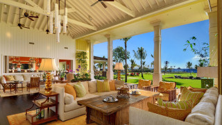 Living room open ocean golf - open ceiling free wallpaper
