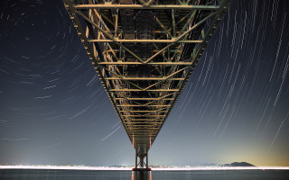 Long exposure bridge stars sky - alson s. clark free wallpaper