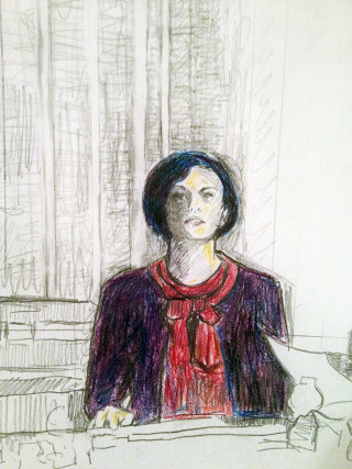 Woman sitting desk window red - academic free wallpaper for mobile