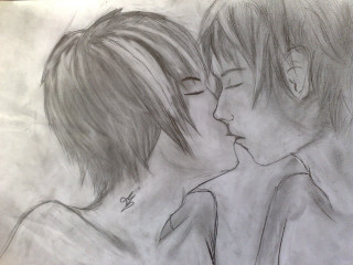 Kissing people eyes closed noses - their nose free wallpaper