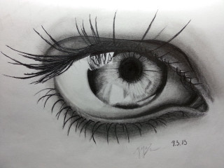 Eye long eyelashes black white - a charcoal drawing free wallpaper