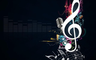 Musical note microphone black background - a musical note free wallpaper