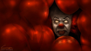 Creepy clown red balloons clown - a creepy clown free wallpaper