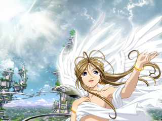 Girl angel wings city castle 2 - yukito kishiro free wallpaper for desktop