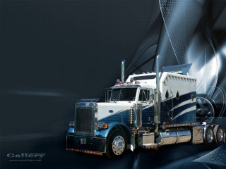 Semi truck blue white black - a semi truck free wallpaper
