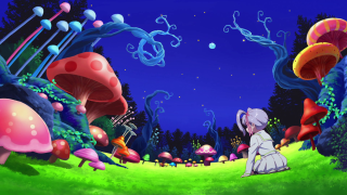 Woman white dress forest mushrooms - a painting of a woman free wallpaper