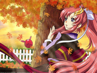 Girl long pink hair tree - official free wallpaper