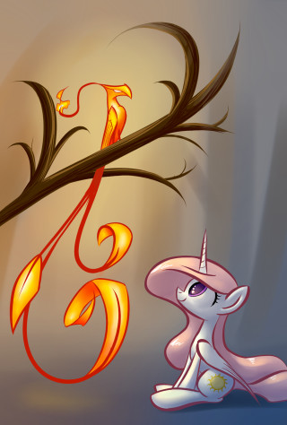 Cartoon little pony tree branch - warm free wallpaper for mobile