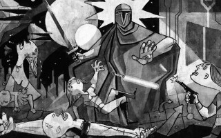 Man suit woman dress sword - bruce timm free wallpaper