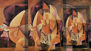 Woman book horse background sign - a cubist painting free wallpaper