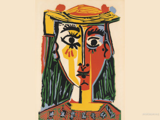 Woman hat yellow background red - a painting of a woman free wallpaper