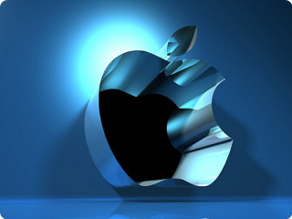 Apple logo blue background reflection - an apple logo free wallpaper