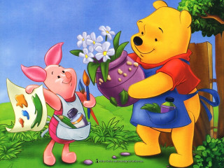 Pig winnie the pooh garden - the flower free wallpaper