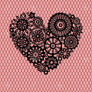 Heart lacy doily pink background - mesh wire free wallpaper