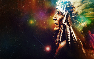 Native american man colorful background 3 - a space free wallpaper