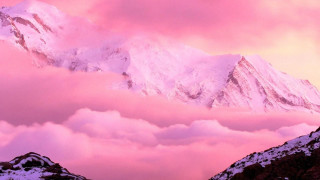 Snowy mountain pink sky cherry - a pink sky free wallpaper for desktop