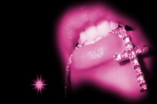 Cross lip pink glow starburst - diamond free wallpaper