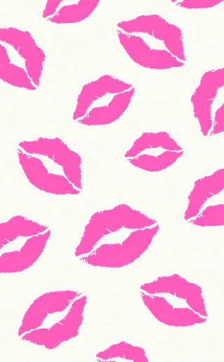 Pink lipstick print white background - pop art free wallpaper for mobile