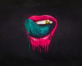 Lipstick cigarette dripping paint mouth 2 - artwork free wallpaper