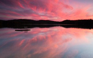 Boat lake sunset pink sky 2 - eric deschamps free wallpaper