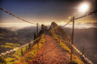 Path mountain chain light shining - end free wallpaper for desktop