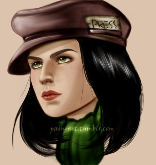 Woman hat scarf green nameplate - rpg portrait free wallpaper for tablet
