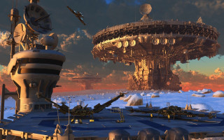 Sci fi giant structure background - fi scene free wallpaper