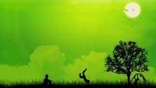 Person sitting grass tree bird - the sky above them free wallpaper
