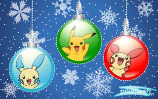 Christmas ornaments pikachu eebi snowflakes - pixel art free wallpaper