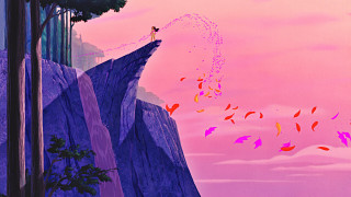 Cliff person tree birds flying - don bluth free wallpaper