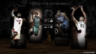 Basketball players uniforms numbers court - a basketball in the air free wallpaper