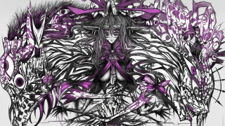 Woman purple hair flowers head - a purple ribbon free wallpaper