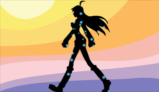 Silhouette woman sunset stars head - neo free wallpaper