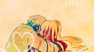 Couple hugging yellow background heart - a heart free wallpaper for desktop