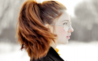 Woman glasses black jacket head - glass free wallpaper for desktop