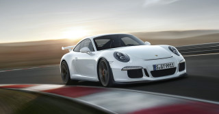 White porsche sports car track 4 - the sun behind free wallpaper