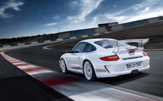 White porsche sports car track 2 - pearlescent free wallpaper