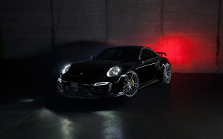 Black porsche dark garage red 2 - rim free wallpaper