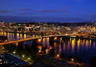 City night bridge river lights 3 - david boyd free wallpaper