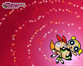 Cartoon couple hearts pink background - a couple of cartoon characters free wallpaper