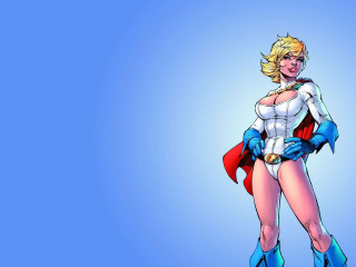 Cartoon woman white blue outfit - a red cape free wallpaper