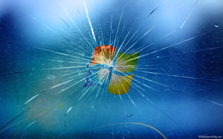 Broken glass colorful flower blue - a broken glass free wallpaper