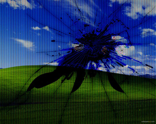 Broken window blue sky clouds - a broken window free wallpaper