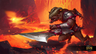 Demon sword cave lava flames - a sword in a cave free wallpaper