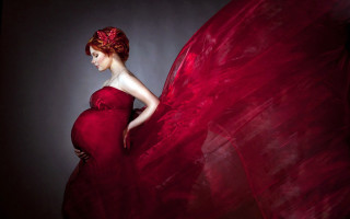 Pregnant woman red dress red - a red bow free wallpaper for desktop