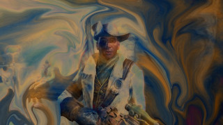 Pirate man holding gun case - a background free wallpaper