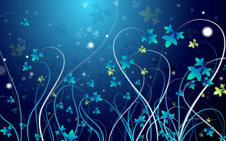 Blue background flowers swirls night - flower and swirls free wallpaper