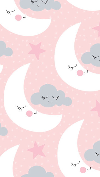 Pink white stars clouds sleeping - star free wallpaper for mobile