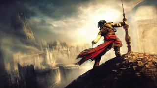 Man red outfit sword hill 2 - top of a hill free wallpaper