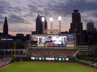 Baseball stadium night skyline crowd - widescreen free wallpaper